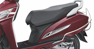 3-Step Adjustable Rear SuspensionThis special edition Activa comes with black chrome highlights, both on the front and on the logo carved on the side panels, projecting the premium essence of the scooter.